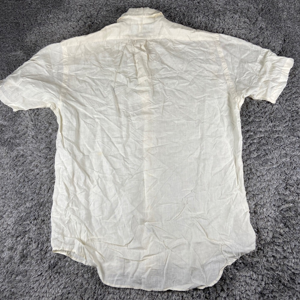 Ralph Lauren Blake Linen Shirt Mens Large Cream Short Sleeve Button Down Pony - Picture 6 of 7